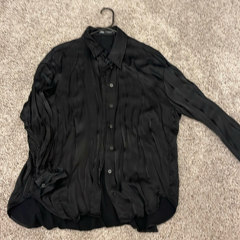 black satin blouse